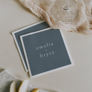 EMELIA Minimal Dusty Blue Winter Rustic Wedding Napkins
