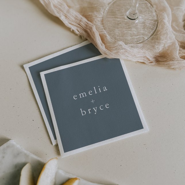 EMELIA Minimal Dusty Blue Winter Rustic Wedding Napkins (EMELIA Minimal Dusty Blue Winter Rustic Wedding Napkins)