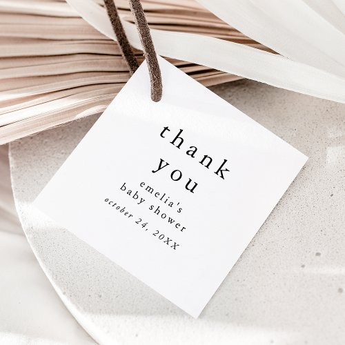 EMELIA Minimal Rustic Simple Baby Shower Thank You Favor Tags