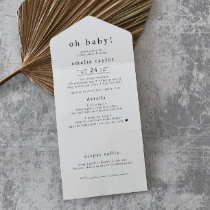 EMELIA Minimal Simple Diaper Raffle Baby Shower All In One Invitation