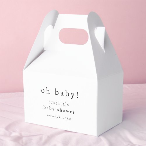 EMELIA Minimalist Boho Simple Oh Baby Baby Shower Favor Boxes