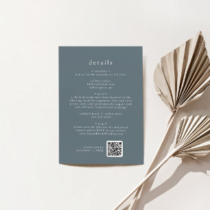 EMELIA Minimalist Dark Blue Winter Wedding Details Enclosure Card
