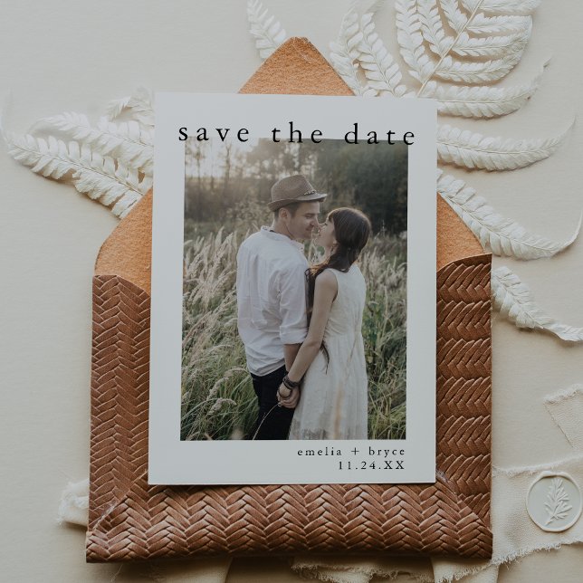 EMELIA Minimalist Photo Unique Neutral Wedding Save The Date (EMELIA Minimalist Photo Unique Neutral Wedding Save The Date)