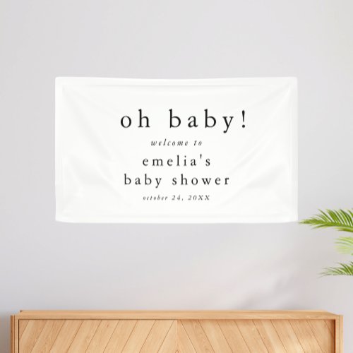 EMELIA Modern Minimal Rustic Simple Baby Shower Banner