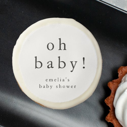 EMELIA Modern Minimal Simple Oh Baby Baby Shower Sugar Cookie