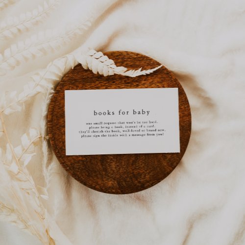 EMELIA Modern Simple Baby Shower Books for Baby Enclosure Card