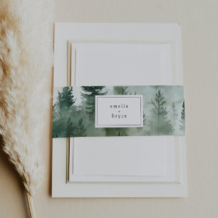 EMELIA Mountain Destination Rustic Forest Wedding Invitation Belly Band