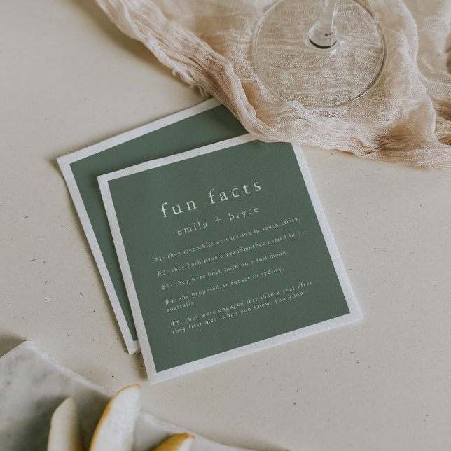 EMELIA Nature Rustic Woodland Fun Fact Wedding Napkins (EMELIA Nature Rustic Woodland Fun Fact Wedding Napkins)