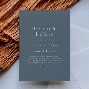 EMELIA Navy Blue The Night Before Rehearsal Dinner Invitation
