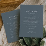 EMELIA Navy Wedding Weekend Itinerary Template<br><div class="desc">This navy wedding weekend itinerary template from the Emelia Collection is perfect for a modern wedding. The minimalist design features simple yet stylish typography on slate blue-gray with an air of modern sophistication. The front of the welcome bag note features a wedding welcome letter and the back features the wedding...</div>