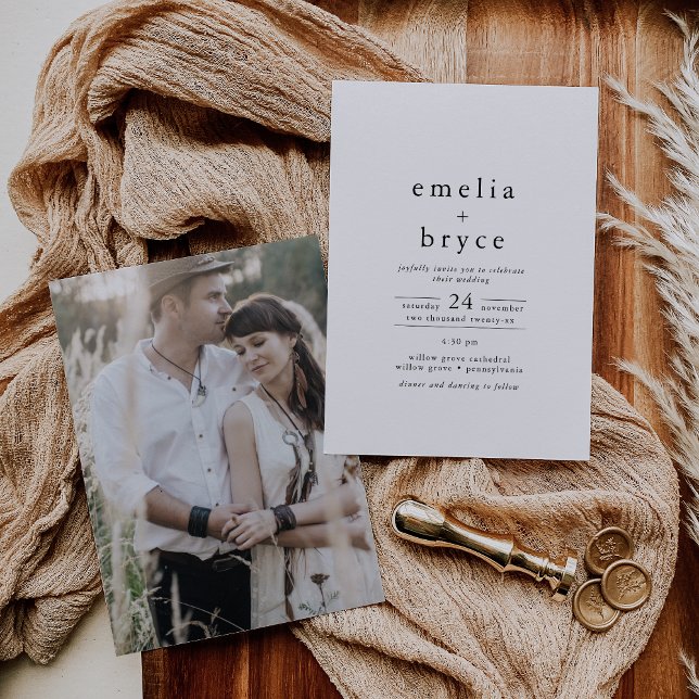 EMELIA Photo Minimalist Unique Neutral Wedding Invitation (EMELIA Photo Minimalist Unique Neutral Wedding Invitation)