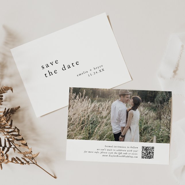 EMELIA Photo Modern Boho Winter Minimalist Wedding Save The Date (EMELIA Photo Modern Boho Winter Minimalist Wedding Save The Date)