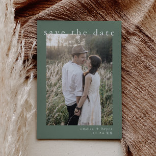 EMELIA Photo Rustic Simple Sage Nature Wedding Save The Date