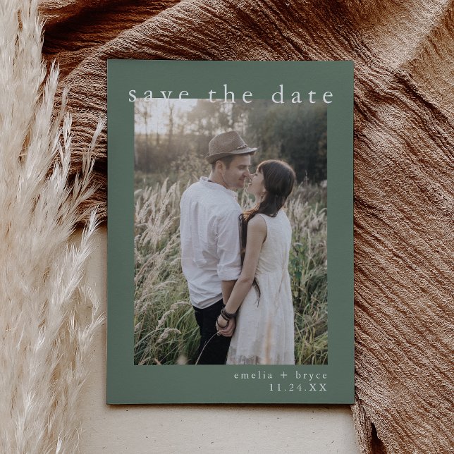 EMELIA Photo Rustic Simple Sage Nature Wedding Save The Date (EMELIA Photo Rustic Simple Sage Nature Wedding Save The Date)