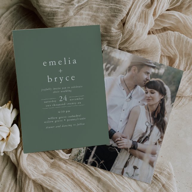 EMELIA Photo Woodland Nature Sage Green Wedding Invitation (EMELIA Photo Woodland Nature Sage Green Wedding Invitation)