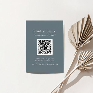 EMELIA QR Code Dusty Blue Minimal Wedding RSVP Enclosure Card