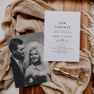 EMELIA Rustic Boho Simple Modern Photo Vow Renewal Invitation