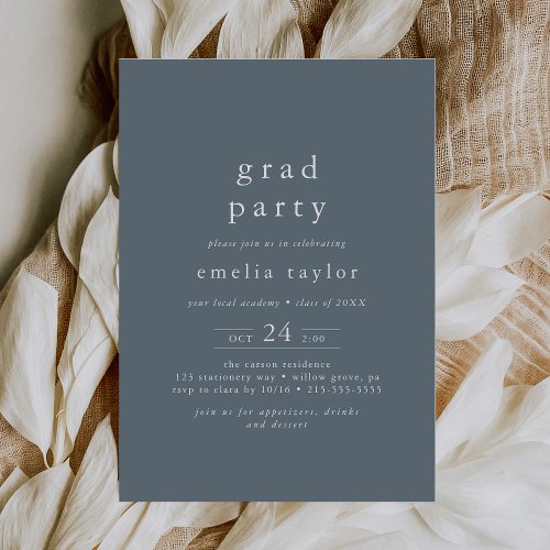 EMELIA Rustic Minimal Blue Navy Graduation Party