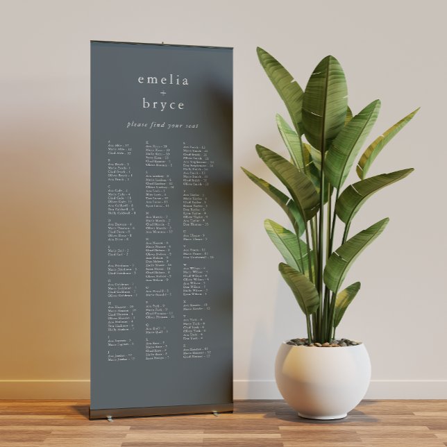 EMELIA Rustic Minimal Navy Wedding Seating Chart Retractable Banner (EMELIA Rustic Minimal Navy Wedding Seating Chart Retractable Banner)