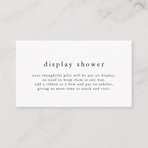 EMELIA Rustic Minimalist Simple Display Shower Enclosure Card