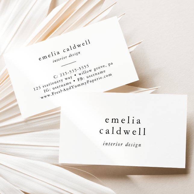 EMELIA Rustic Simple Modern Boho Unique Minimalist Business Card (EMELIA Rustic Simple Modern Boho Unique Minimalist Business Card)
