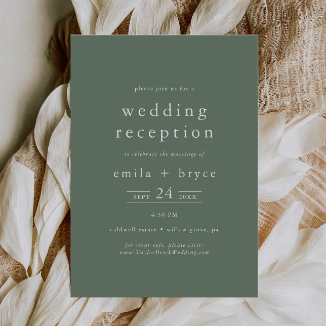 EMELIA Rustic Simple Sage Nature Wedding Reception Invitation (EMELIA Rustic Simple Sage Nature Wedding Reception Invitation)