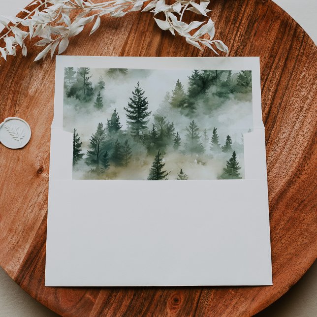 EMELIA Sage Green Woodland Mountain Forest Wedding Envelope Liner (EMELIA Sage Green Woodland Mountain Forest Wedding Envelope Liner)