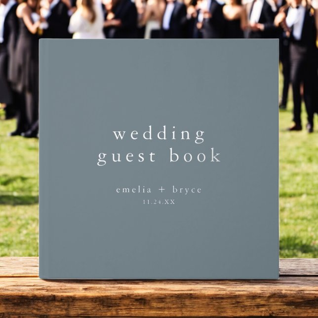 EMELIA Silver Foil Dusty Blue Winter Boho Wedding Guest Book (EMELIA Silver Foil Dusty Blue Winter Boho Wedding Foil Guest Book)