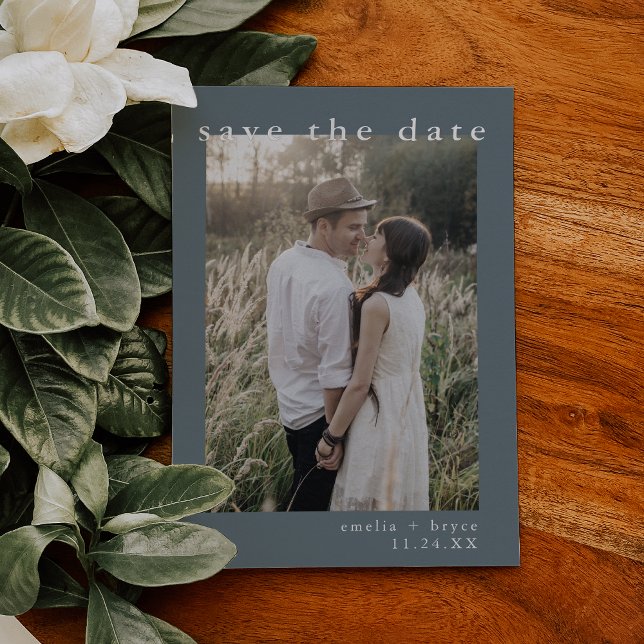 EMELIA Silver Foil Navy Blue Wedding Save the Date Invitation (EMELIA Silver Foil Navy Blue Wedding Save the Date Foil Invitation)