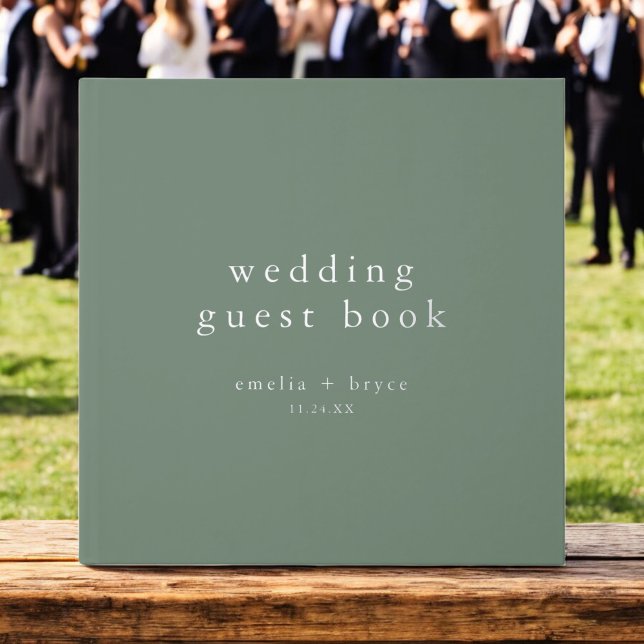 EMELIA Silver Foil Olive Sage Green Rustic Wedding Guest Book (EMELIA Silver Foil Olive Sage Green Rustic Wedding Foil Guest Book)