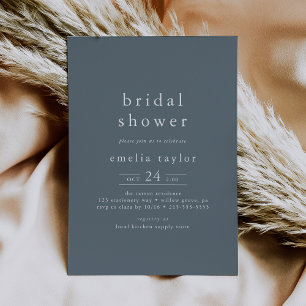 EMELIA Simple Boho Navy Dark Blue Bridal Shower Invitation