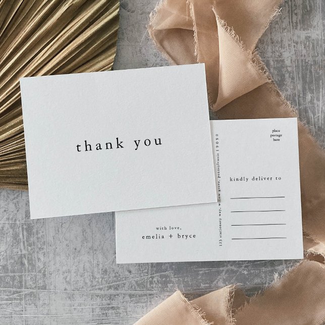 EMELIA Simple Modern Boho Unique Wedding Thank You Postcard (EMELIA Simple Modern Boho Unique Wedding Thank You Postcard)