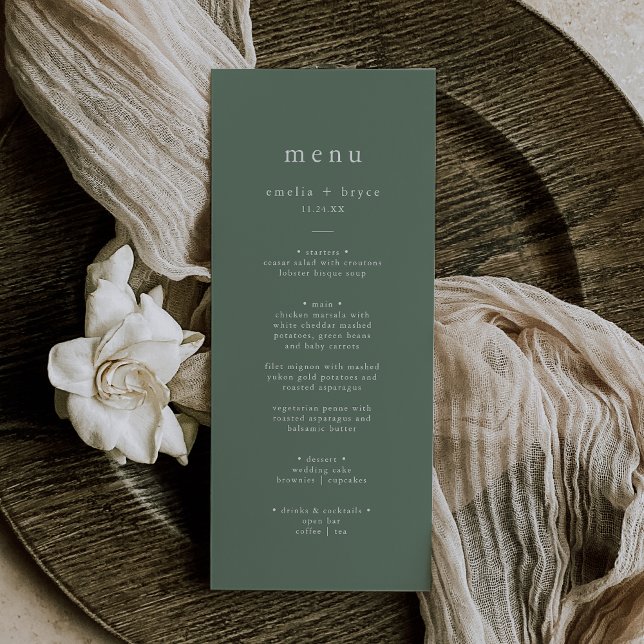 EMELIA Simple Modern Mountain Sage Rustic Wedding Menu (EMELIA Simple Modern Mountain Sage Rustic Wedding Menu)