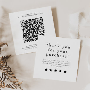 EMELIA Simple Modern Neutral Unique Leave A Review Square Business Card