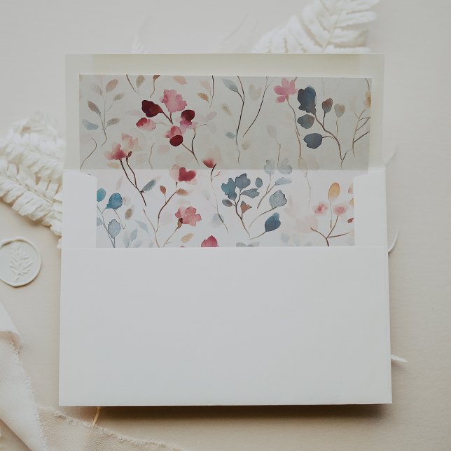 EMELIA Soft Watercolor Floral Wildflower Wedding Envelope Liner (EMELIA Soft Watercolor Floral Wildflower Wedding Envelope Liner)