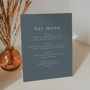 EMELIA Winter Dusty Blue Wedding Bar Menu Sign