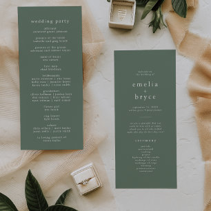 EMELIA Woodland Nature Rustic Sage Forest Wedding Program