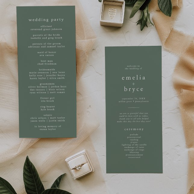EMELIA Woodland Nature Rustic Sage Forest Wedding Program (EMELIA Woodland Nature Rustic Sage Forest Wedding Program)