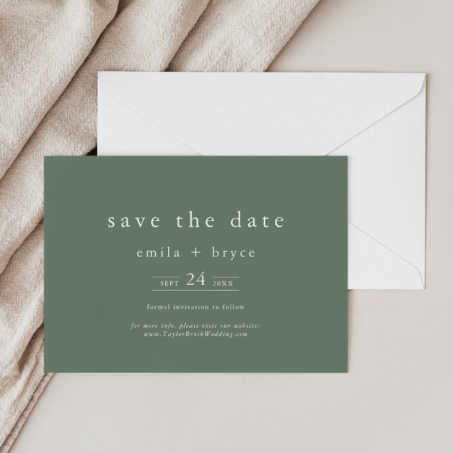 EMELIA Woodland Nature Sage Green Forest Wedding Save The Date (EMELIA Woodland Nature Sage Green Forest Wedding Save The Date)