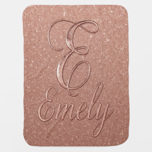 Emely Rose Gold Glitter Baby Blanket