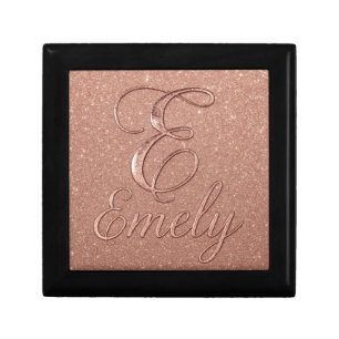 Emely Rose Gold Glitter Keepsake Gift Box