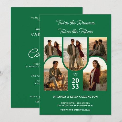 Emeral Arched Collage Double Grads Twin TMF26 Invitation