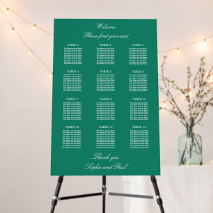 Emerald 12 Table Wedding Seating Chart Foam Board