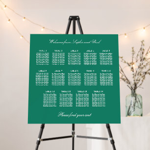 Emerald 14 Table Wedding Seating Chart Foam Board