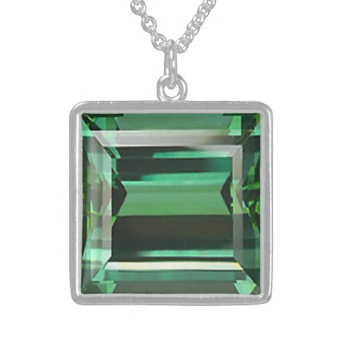 Emerald 3 sterling silver necklace