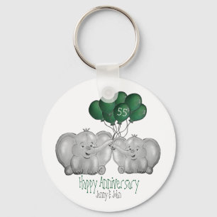 Emerald 55th elephant wedding anniversary keychain