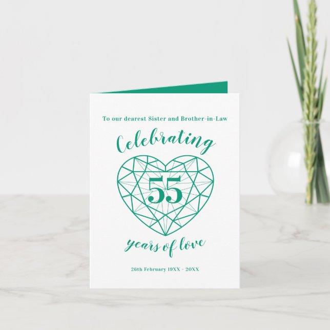 Emerald 55th wedding anniversary card (Front)