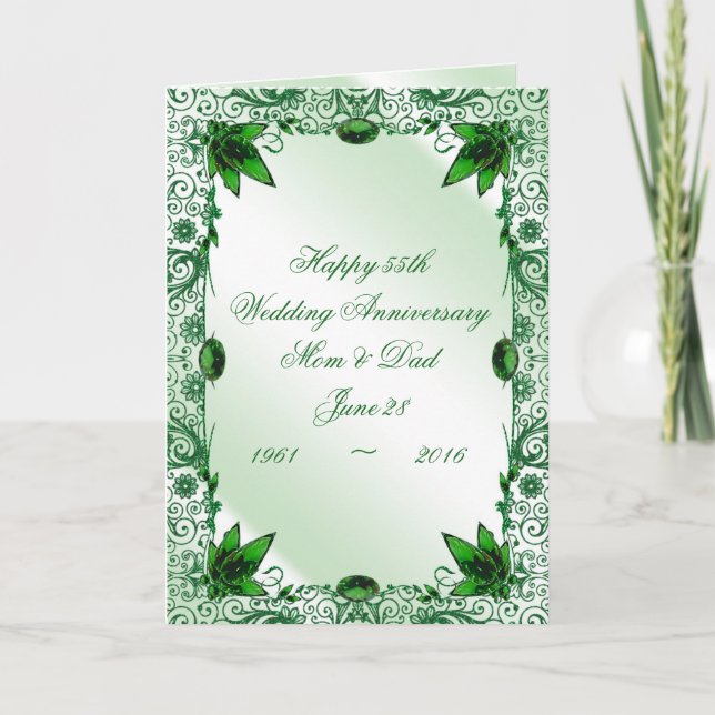 Emerald 55th Wedding Anniversary Greeting Card (Front)