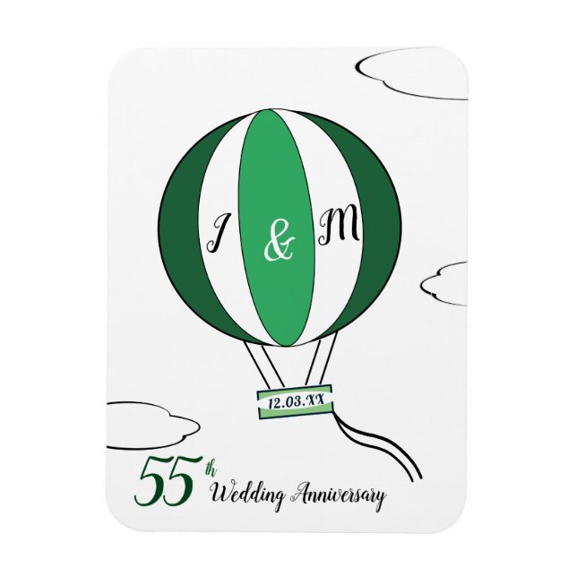 Emerald 55th wedding anniversary hot air balloon magnet (Vertical)