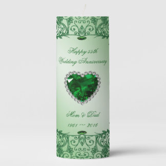 Emerald 55th Wedding Anniversary Pillar Candle